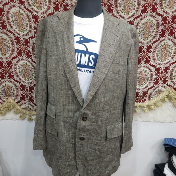 폴로 랄프로렌 90s 실크 울혼방 헤링본 블레이저 일본판

