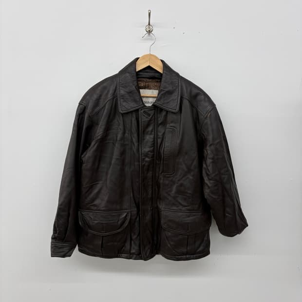 런던포그 빈티지 가죽 자켓 브라운 남성L