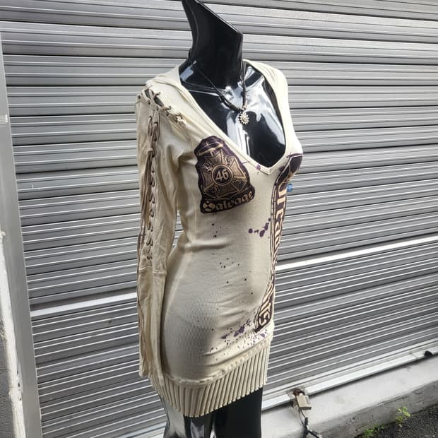 salvage long-sleeved one-piece dress 