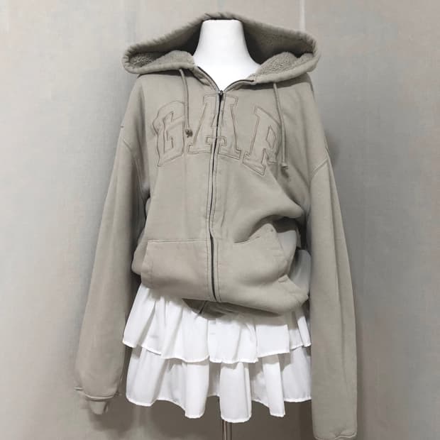 갭 베이지 보아털 후드집업 2XL