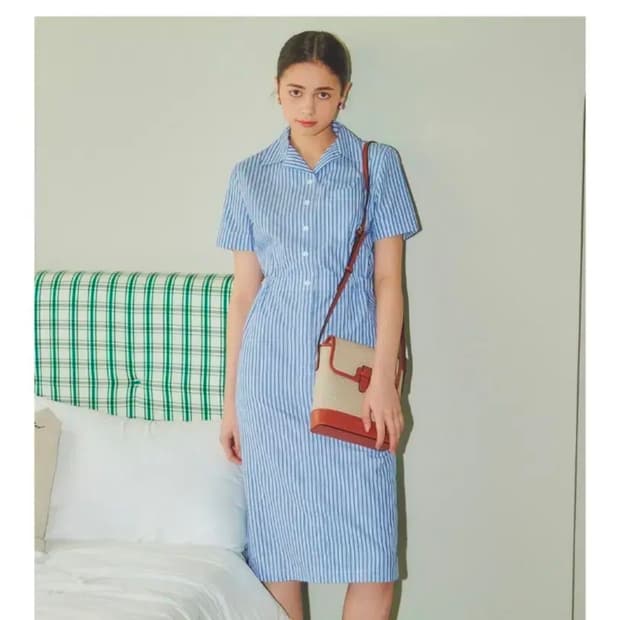 여성 95 헤지스 허리 밴딩 원피스