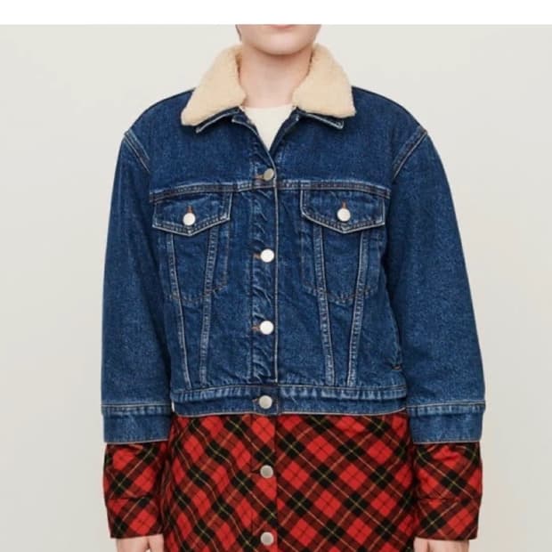 (새상품) 마쥬 뽀글이털 데님 자켓 36사이즈