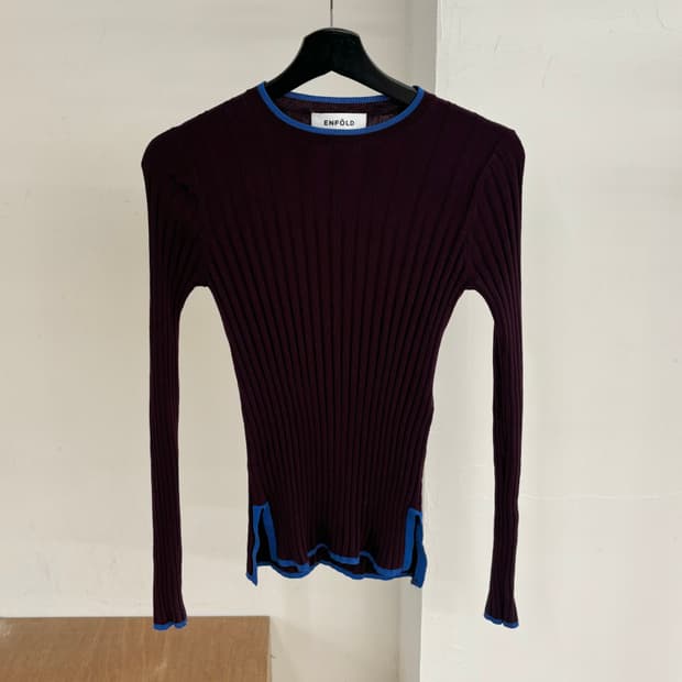 엔폴드 버건디 울 니트