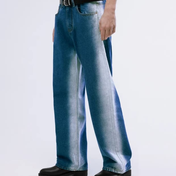 사이드 워싱 와이드 데님 팬츠 (BLUE)