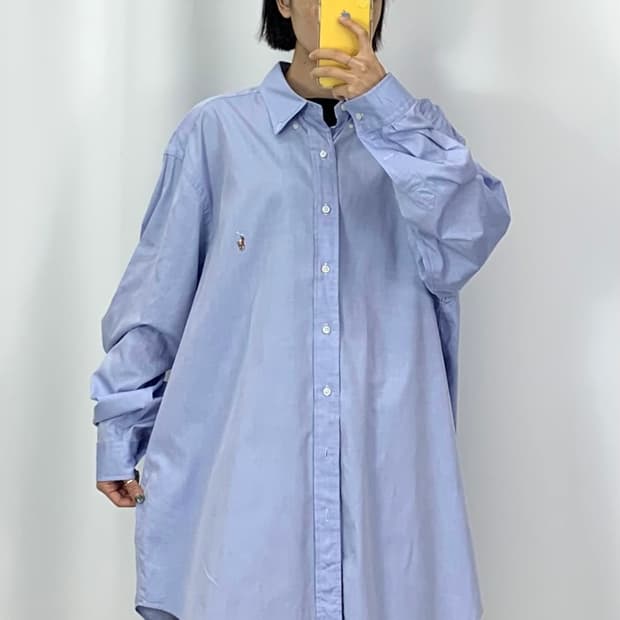 [4XL]POLO 블루 긴팔 빅셔츠 