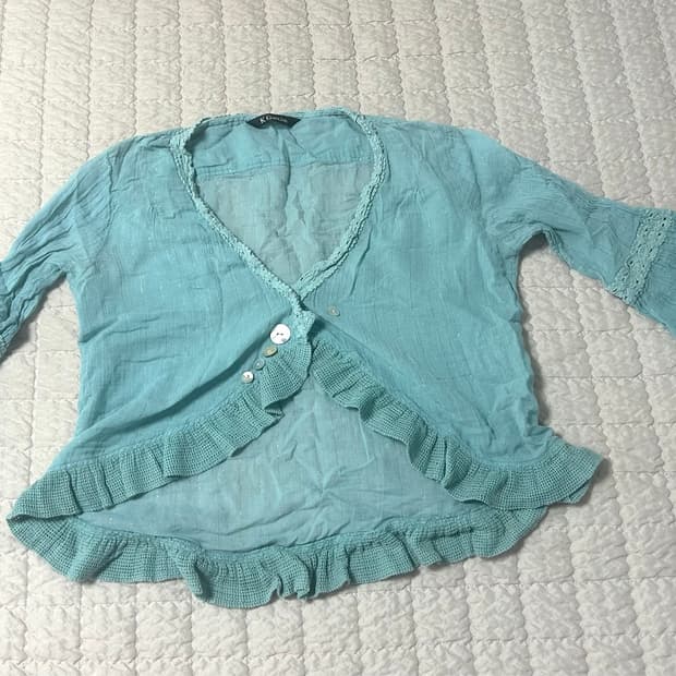 K GARCON / AQUA FRILL BLOUSE