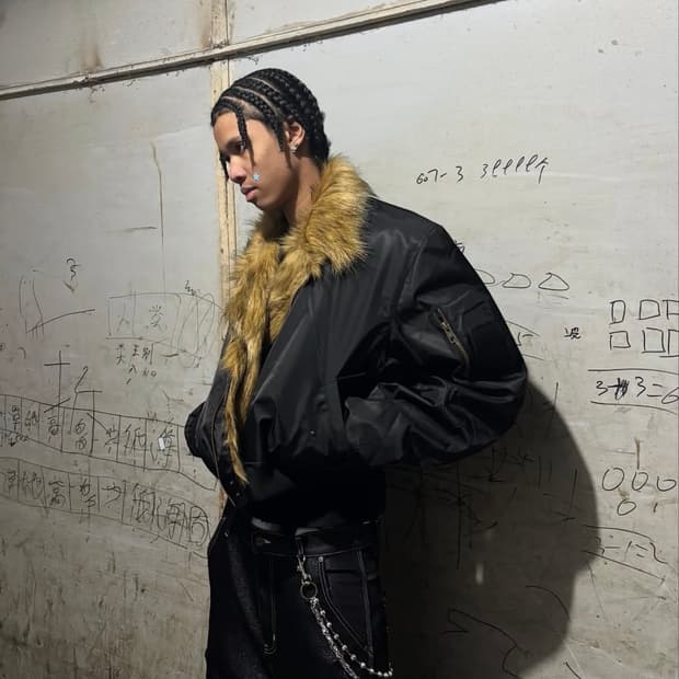 (RYECHASIN)FUR-LINED AVIATOR PADDED BOMB