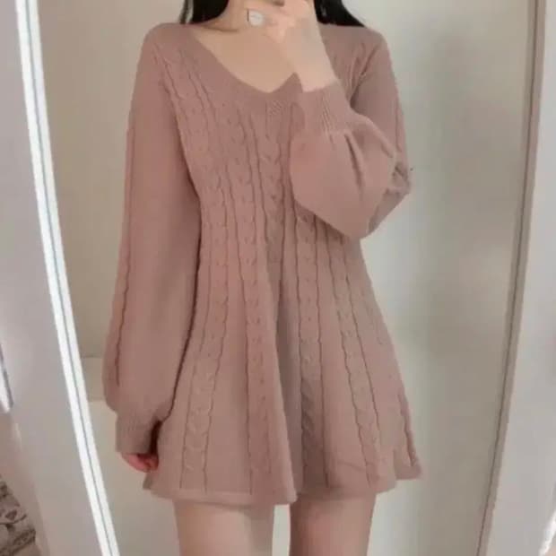 포근 브이넥 니트 원피스 