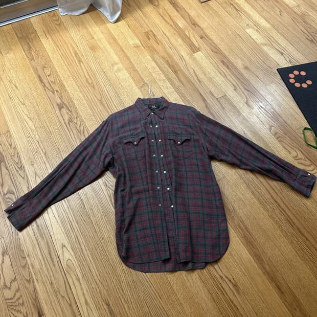 RRL 더블알엘 웨스턴 플란넬 체크 셔츠 레드