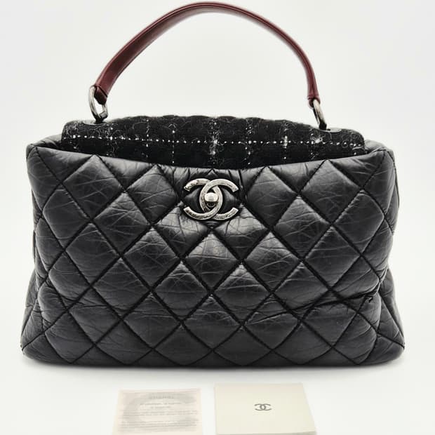 샤넬 트위드 퀼팅 탑핸들 토트백 18번대