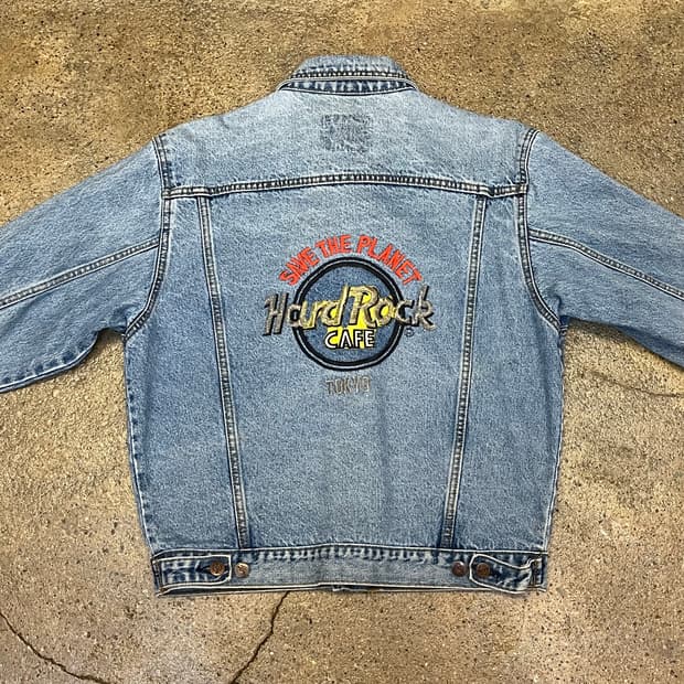 레어 90s 빈티지 하드락카페 도쿄 데님자켓 청자켓
