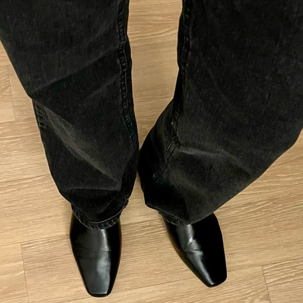 도매택/스퀘어 토 사이드 밴딩 플랫 (38/240)