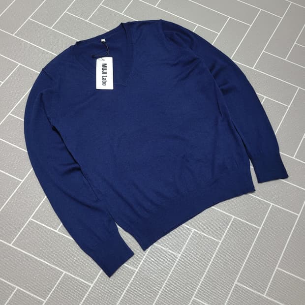 새상품) 무인양품 무지 라보 캐시미어 브이넥 니트 스웨터 L