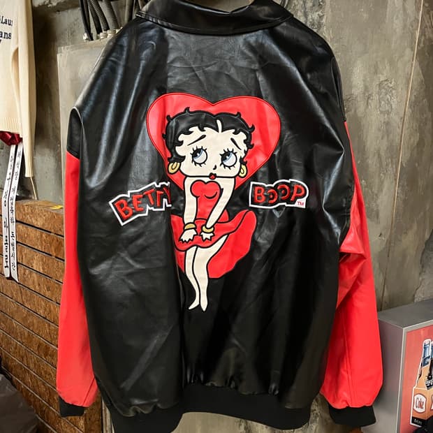 빈티지 베티 붑 가죽자켓 블랙 L   #csz1112