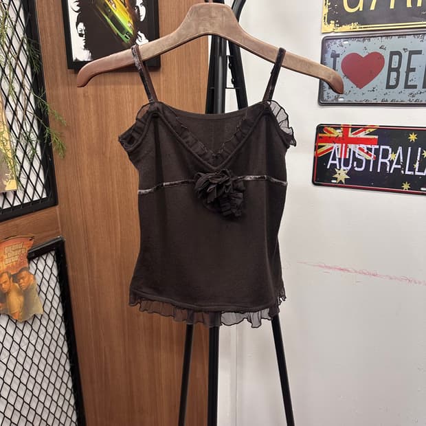 Brown Knit Sleeveless Top