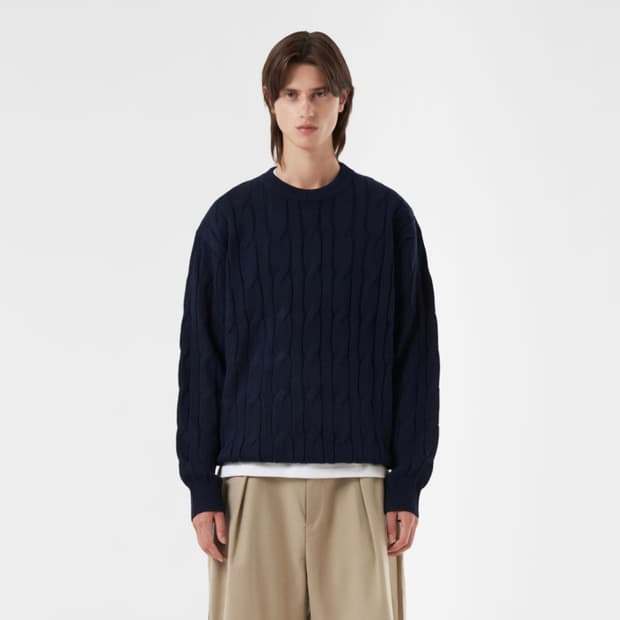 수아레 네이비 케이블 니트/ 남성 니트/ 남자 니트 