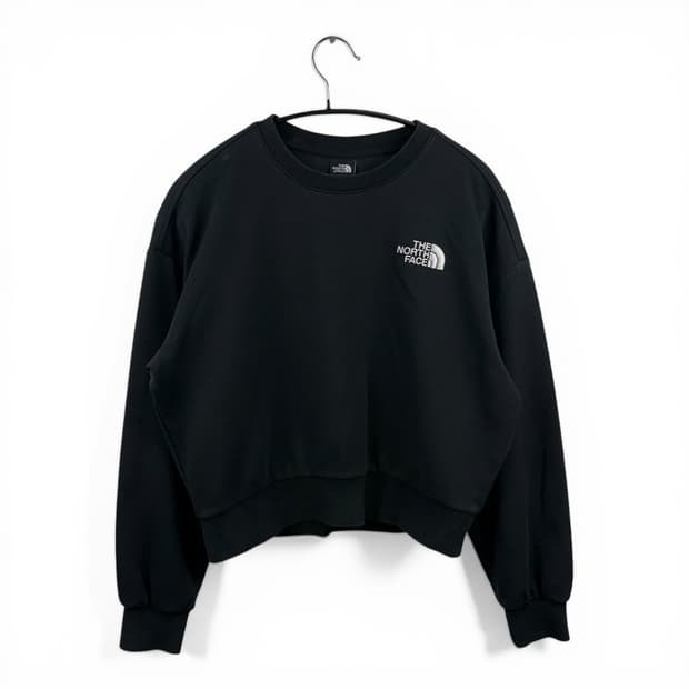 (S) 노스페이스 우먼스 자수로고 크롭 맨투맨 블랙