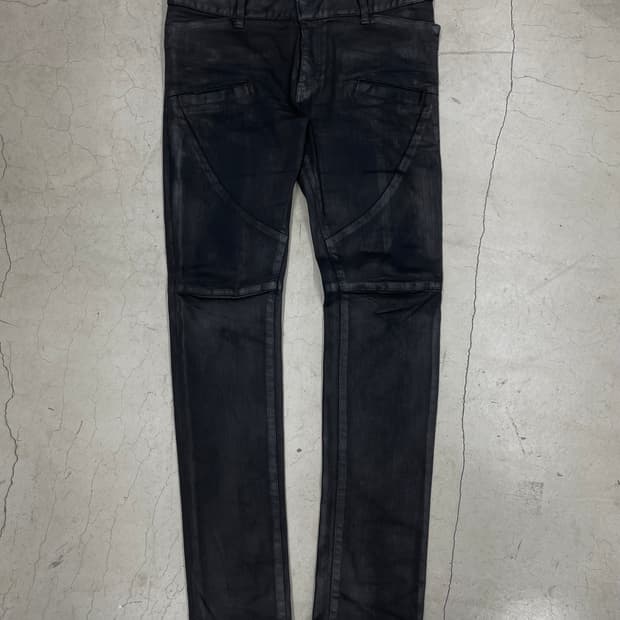 Balmain wax coated pants