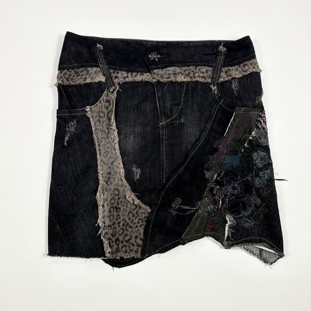 VTG 빈티지 패치워크 흑청 스커트 치마 (28인치 여성추천)