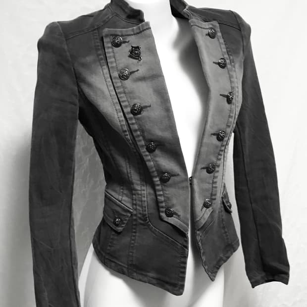 빈티지 아카이브 펑크 흑청 워싱 데님 나폴레옹 자켓