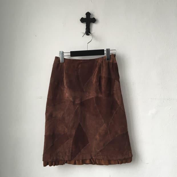 Suede patch work skirt