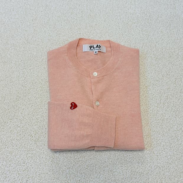 꼼데가르송 스몰하트 울 가디건 피치핑크