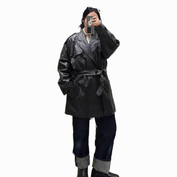 Japan 딥브라운 벨티드 램스킨 자켓