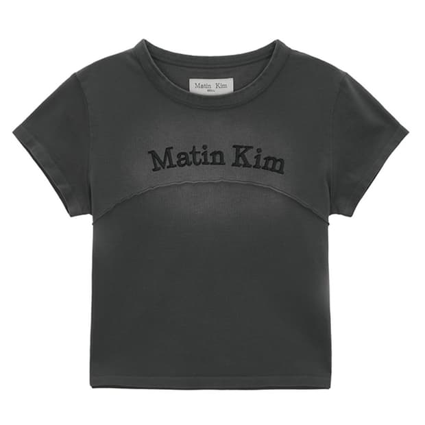 새상품 마뗑킴 피그먼트 크롭 반팔티 차콜 S