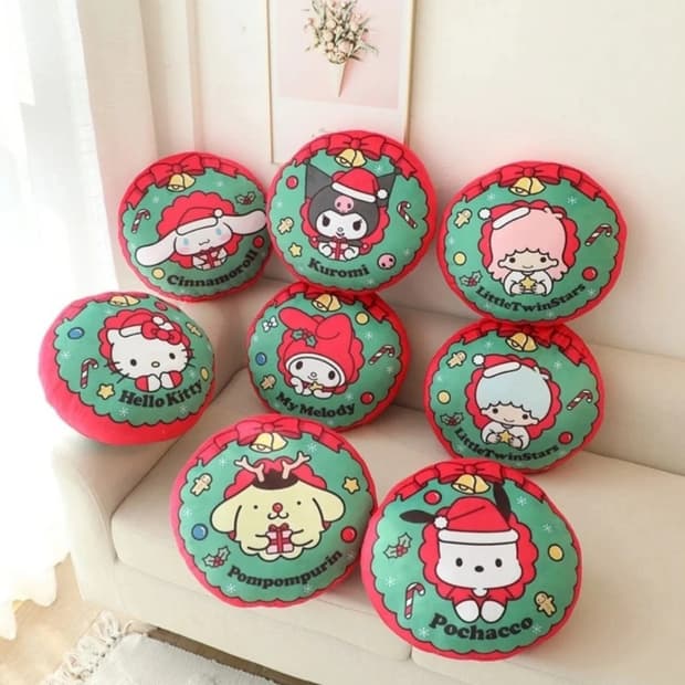 산리오 크리스마스 원형 쿠션