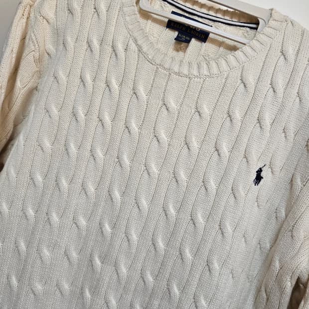 폴로 랄프로렌 정품 남성 크림 케이블 니트