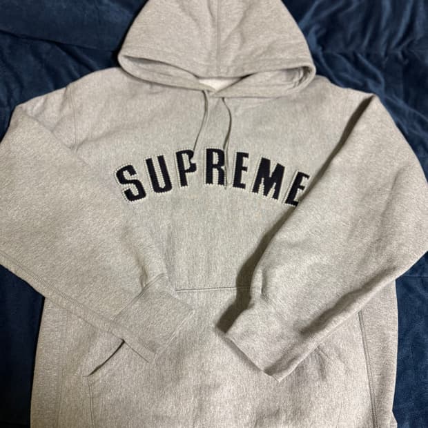 [L] 슈프림 21FW 펄 로고 후드 헤더 그레이