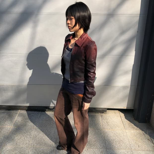 Diesel lamskin crop jaket