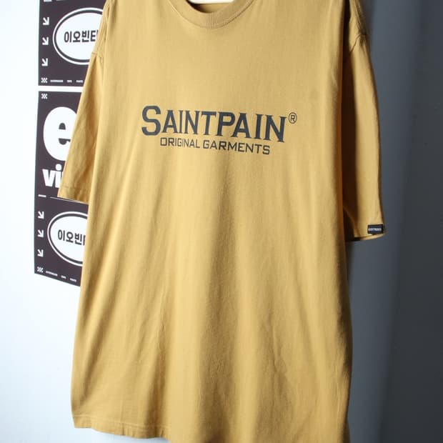 (L-XL) 세인트페인 반팔 티셔츠 빅로고 노랑 스트릿-H32427