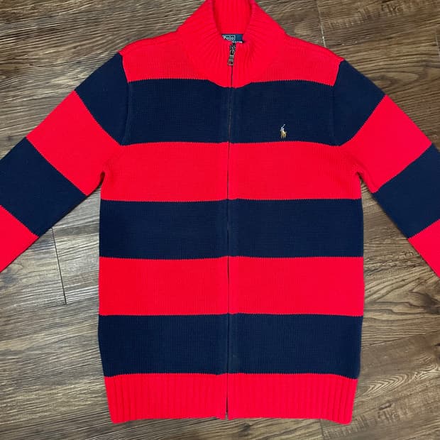 폴로 랄프로렌 코튼 집업 자켓 네이비 레드 95
