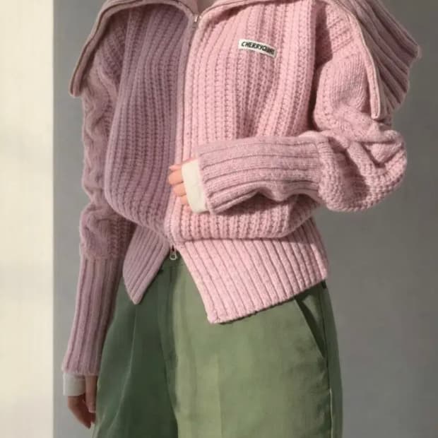 체리퀴리 투웨이 니트 집업 2사이즈