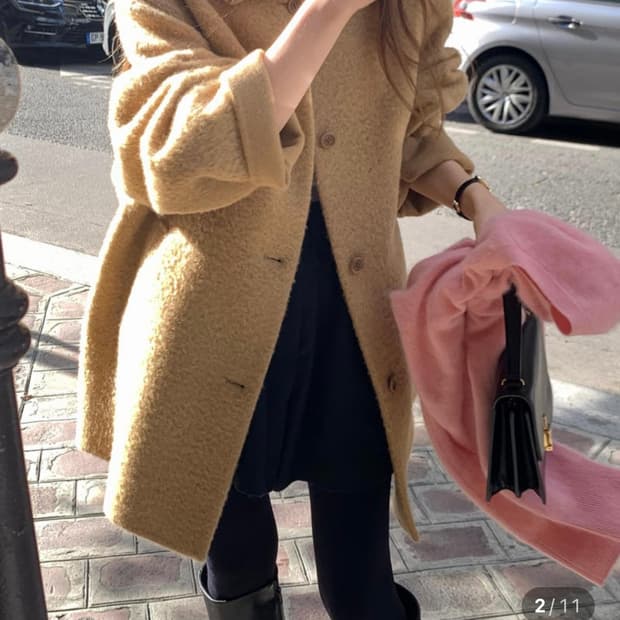 OUNCE 온스 베이비 알파카 캐롤 하프 코트 부클