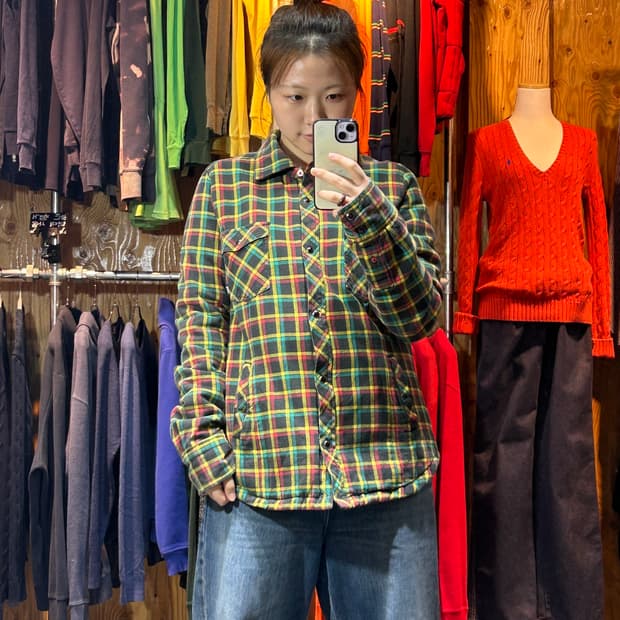 XL 반스 퀼팅 안감 체크패턴 자켓