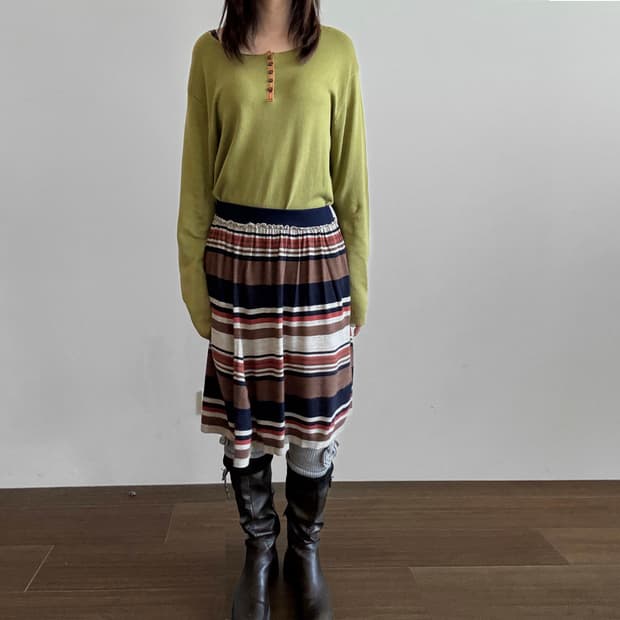 Portcros Stripe Flare Skirt