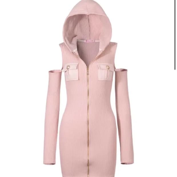 새상품 베이비메탈클럽 베메클 골드 버튼 후드 원피스 베이비 핑크