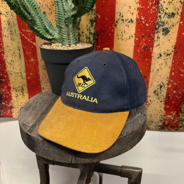 00s 피그먼트 오스트레일리아 캥거루 자수 수베니어 스웨이드 캡 N263
