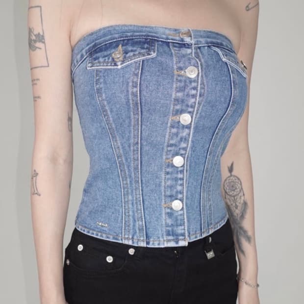 페일제이드 데님 탑