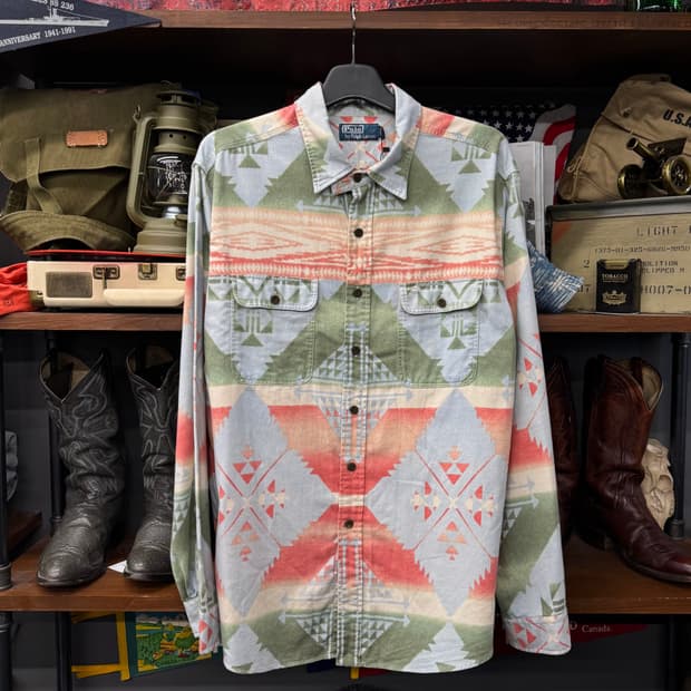 폴로 랄프로렌 네이티브 아즈텍 패턴 인디안 셔츠 N127