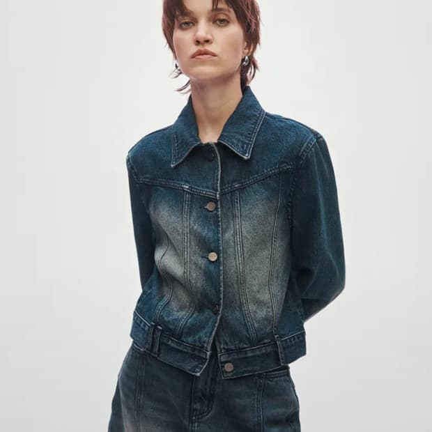 트리밍버드 incision denim jacket (dark blue)