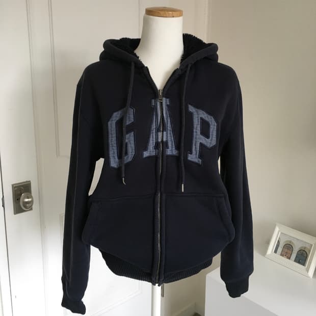 갭 네이비 양털 후드집업