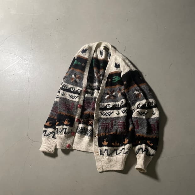 80‘s vintage  Alpaca hand  Knit Cardigan