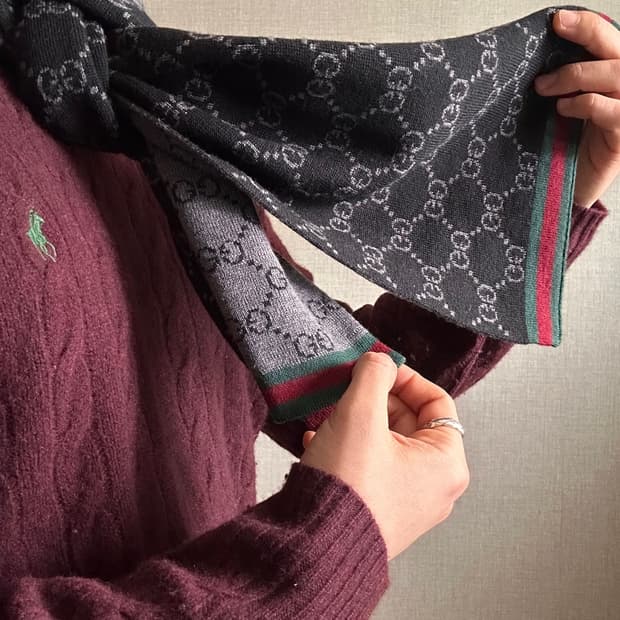 Gucci 구찌 모노그램 투톤 울 머플러