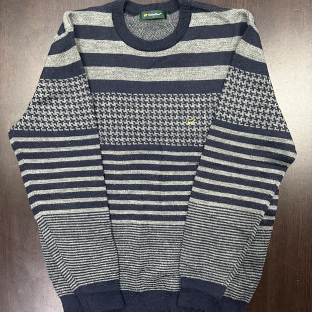 골든베어 스트라이프/하운즈투스 패턴 니트