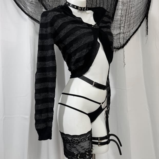 stripe crop cardigan