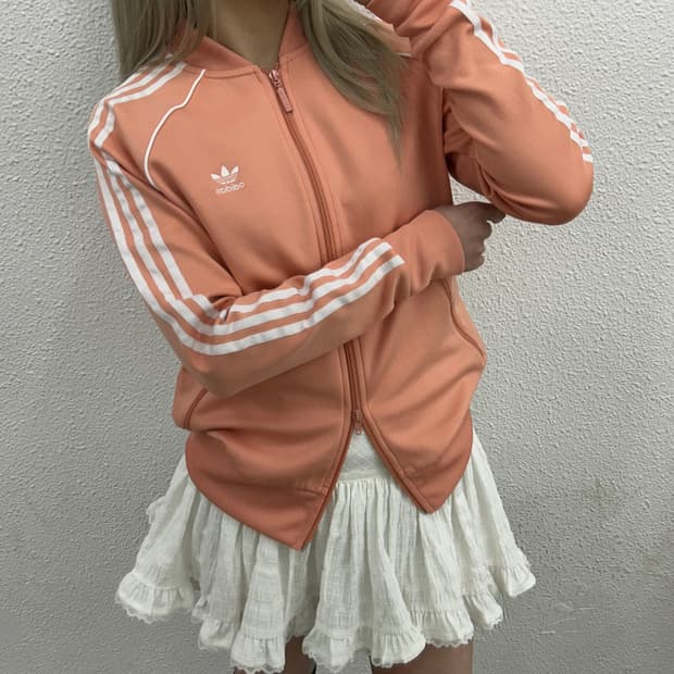 아디다스 화이트라인 코랄핑크 트랙탑 L