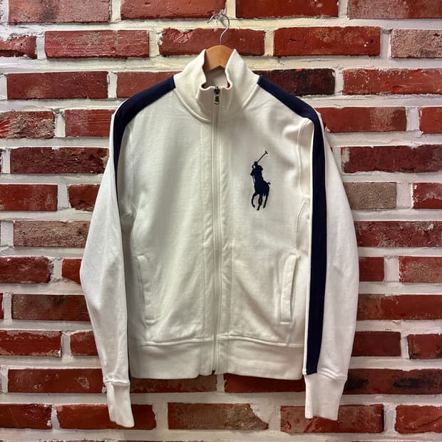 (S)폴로 빅포니 니트 집업 화이트